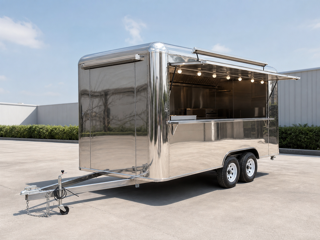 AI-polished CC-AS2 Modern Stainless Food Trailer product hero image