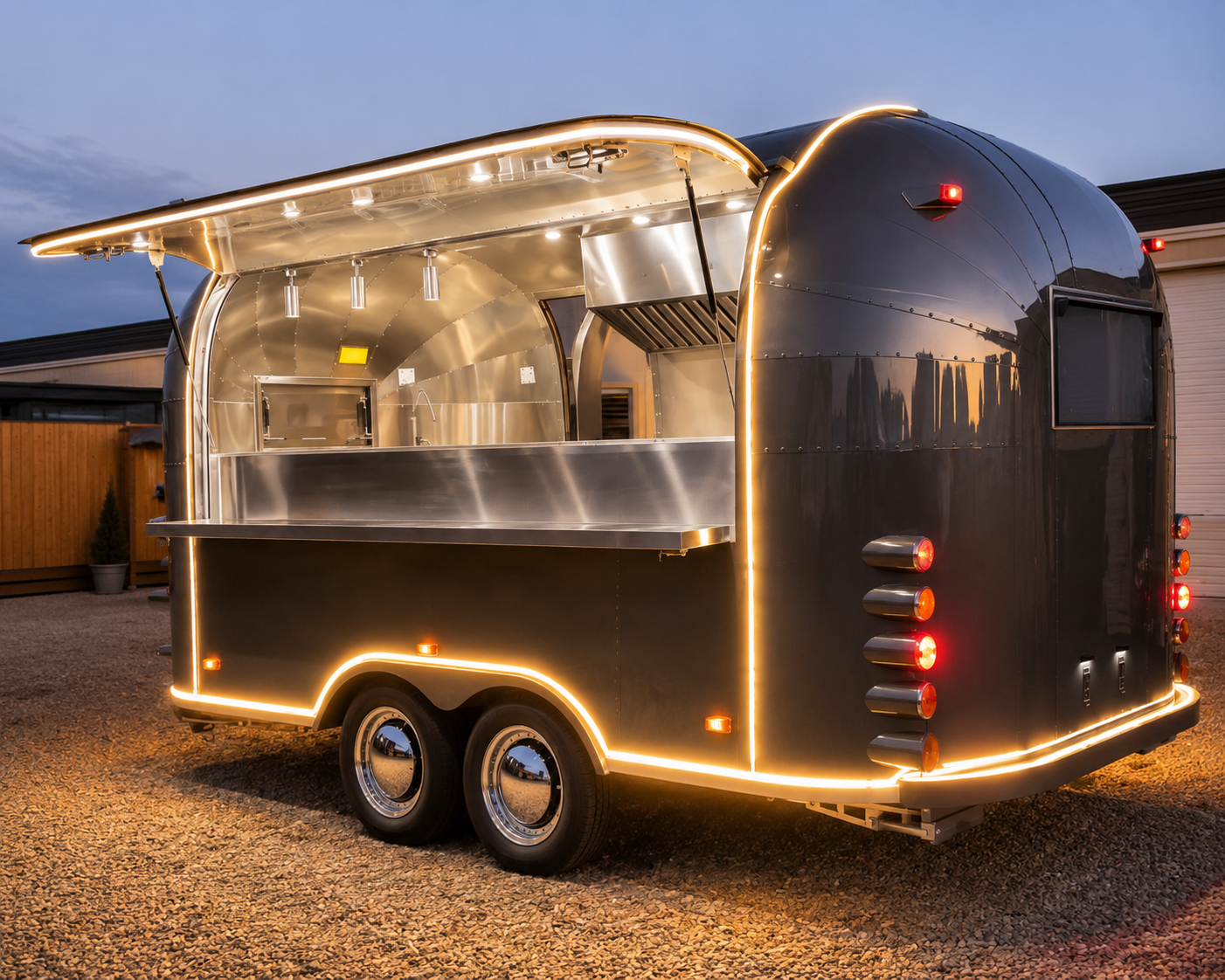 Premium illuminated food truck style catering unit